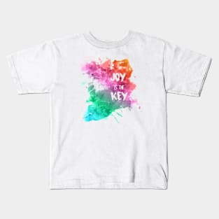 Joy is The Key Rainbow Watercolor Design Kids T-Shirt